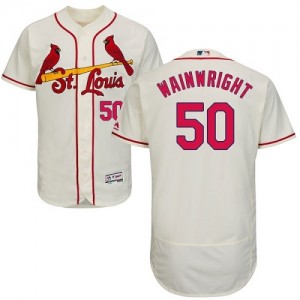 Authentic Men's Adam Wainwright Cream Alternate Jersey - #50 Baseball St. Louis Cardinals Flex Base