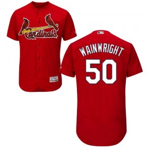 Authentic Men's Adam Wainwright Red Alternate Jersey - #50 Baseball St. Louis Cardinals Flex Base