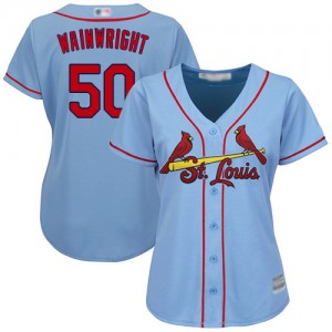Authentic Women's Adam Wainwright Light Blue Alternate Jersey - #50 Baseball St. Louis Cardinals Cool Base