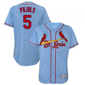 Authentic Men's Albert Pujols Light Blue Alternate Jersey - #5 Baseball St. Louis Cardinals Flex Base