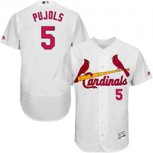 Authentic Men's Albert Pujols White Home Jersey - #5 Baseball St. Louis Cardinals Flex Base