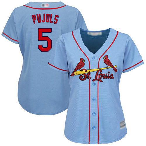 Authentic Women's Albert Pujols Light Blue Alternate Jersey - #5 Baseball St. Louis Cardinals Cool Base