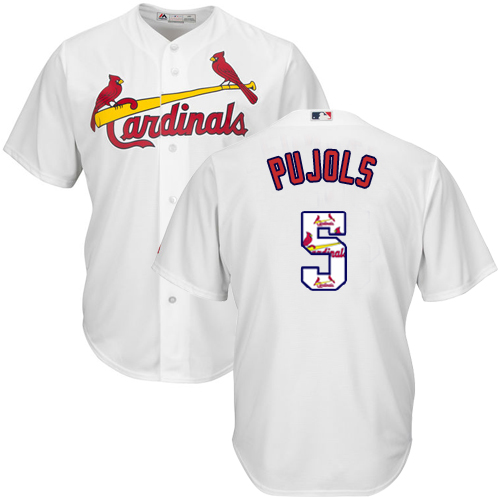 Men's St. Louis Cardinals #5 Albert Pujols Authentic White Team Logo Fashion Cool Base Baseball Jersey