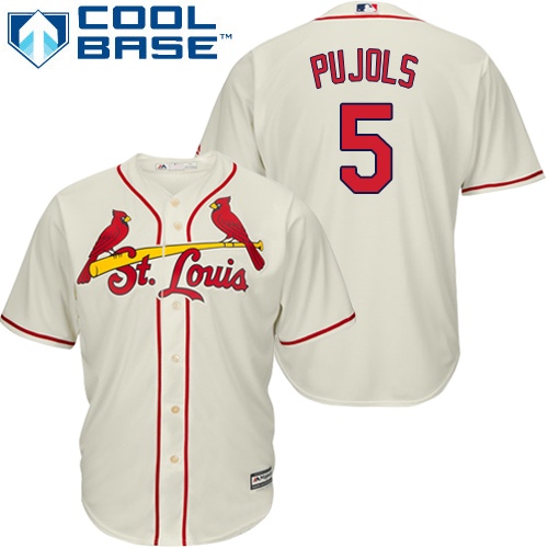 Men's St. Louis Cardinals #5 Albert Pujols Replica Cream Alternate Cool Base Baseball Jersey