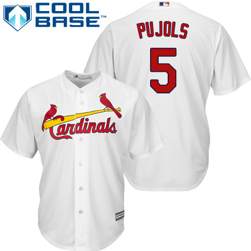 Men's St. Louis Cardinals #5 Albert Pujols Replica White Home Cool Base Baseball Jersey
