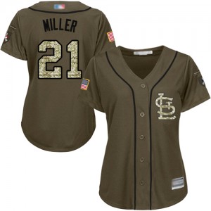 Authentic Women's Andrew Miller Green Jersey - #21 Baseball St. Louis Cardinals Salute to Service
