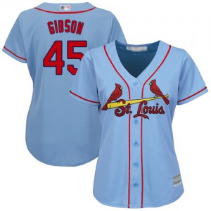 Authentic Women's Bob Gibson Light Blue Alternate Jersey - #45 Baseball St. Louis Cardinals Cool Base