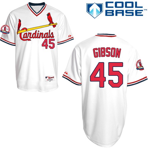 Men's St. Louis Cardinals #45 Bob Gibson Authentic White 1982 Turn Back The Clock Baseball Jersey