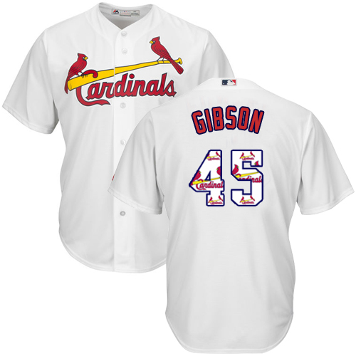 Men's St. Louis Cardinals #45 Bob Gibson Authentic White Team Logo Fashion Cool Base Baseball Jersey