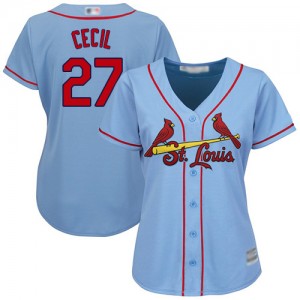 Authentic Women's Brett Cecil Light Blue Alternate Jersey - #27 Baseball St. Louis Cardinals Cool Base
