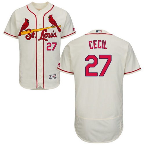 Men's St. Louis Cardinals #27 Brett Cecil Cream Flexbase Authentic Collection Baseball Jersey