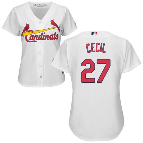 Women's St. Louis Cardinals #27 Brett Cecil Replica White Home Cool Base Baseball Jersey