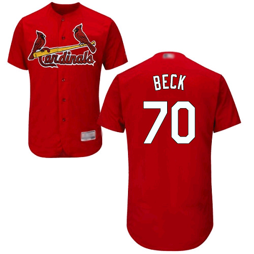 Authentic Men's Chris Beck Red Alternate Jersey - #70 Baseball St. Louis Cardinals Flex Base