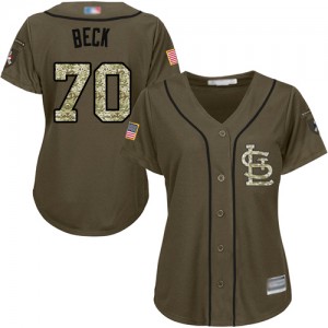 Authentic Women's Chris Beck Green Jersey - #70 Baseball St. Louis Cardinals Salute to Service