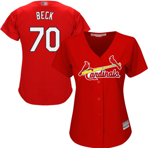 Authentic Women's Chris Beck Red Alternate Jersey - #70 Baseball St. Louis Cardinals Cool Base