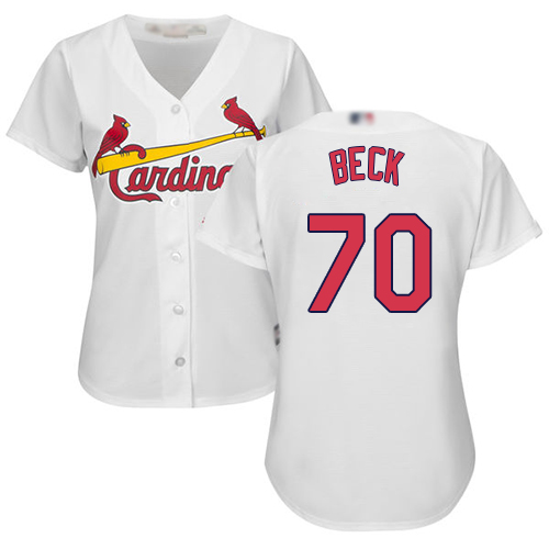 Authentic Women's Chris Beck White Home Jersey - #70 Baseball St. Louis Cardinals Cool Base
