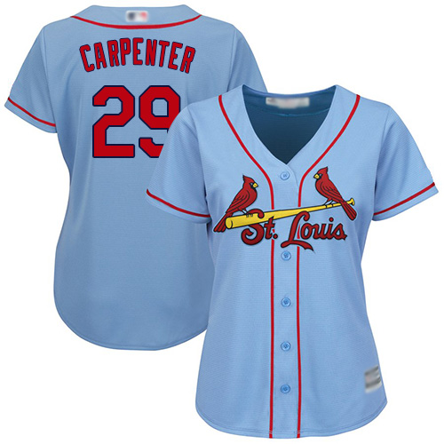 Authentic Women's Chris Carpenter Light Blue Alternate Jersey - #29 Baseball St. Louis Cardinals Cool Base