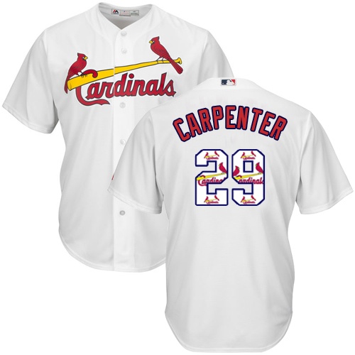 Men's St. Louis Cardinals #29 Chris Carpenter Authentic White Team Logo Fashion Cool Base Baseball Jersey