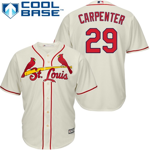 Men's St. Louis Cardinals #29 Chris Carpenter Replica Cream Alternate Cool Base Baseball Jersey
