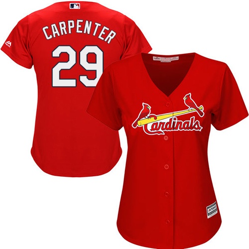 Women's St. Louis Cardinals #29 Chris Carpenter Replica Red Alternate Cool Base Baseball Jersey