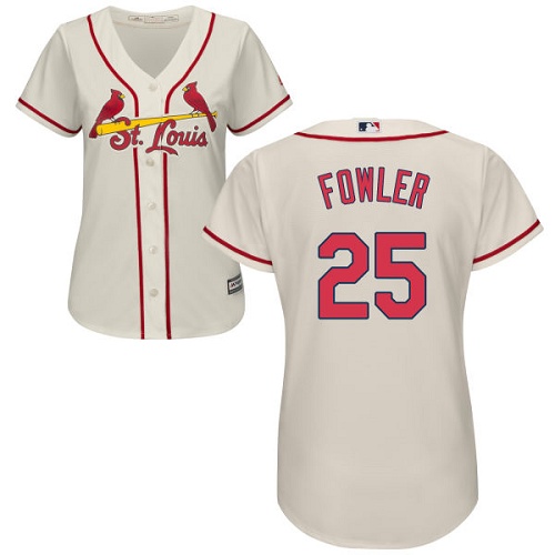 Women's St. Louis Cardinals #25 Dexter Fowler Replica Cream Alternate Cool Base Baseball Jersey