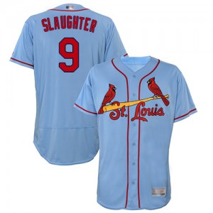 Authentic Men's Enos Slaughter Light Blue Alternate Jersey - #9 Baseball St. Louis Cardinals Flex Base