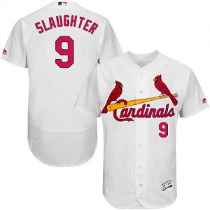 Authentic Men's Enos Slaughter White Home Jersey - #9 Baseball St. Louis Cardinals Flex Base