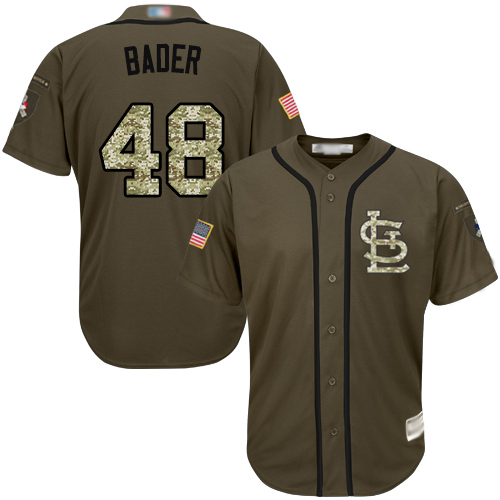 Authentic Men's Harrison Bader Green Jersey - #48 Baseball St. Louis Cardinals Salute to Service