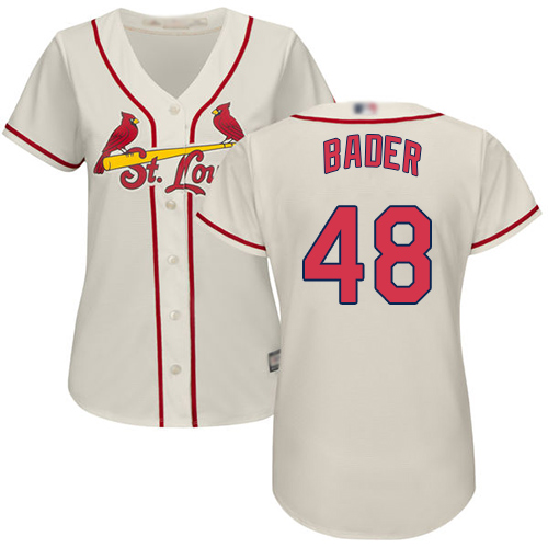 Authentic Women's Harrison Bader Cream Alternate Jersey - #48 Baseball St. Louis Cardinals Cool Base