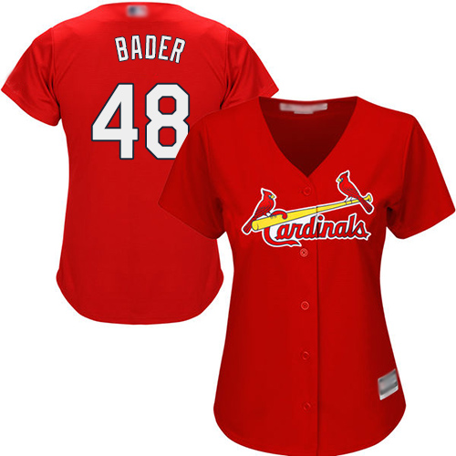 Authentic Women's Harrison Bader Red Alternate Jersey - #48 Baseball St. Louis Cardinals Cool Base
