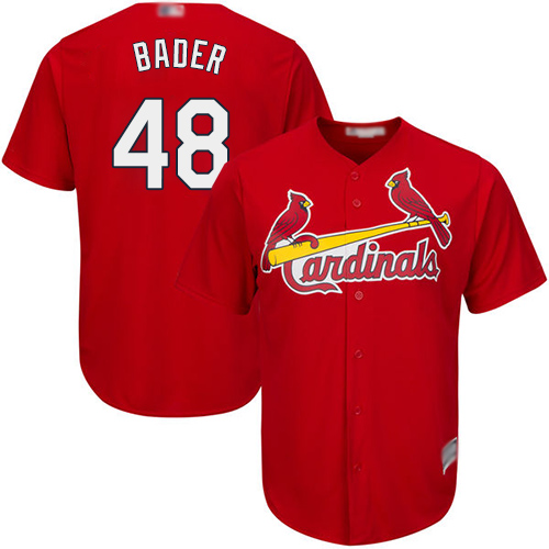 Authentic Youth Harrison Bader Red Alternate Jersey - #48 Baseball St. Louis Cardinals Cool Base