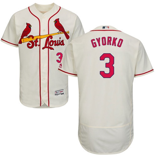 Authentic Men's Jedd Gyorko Cream Alternate Jersey - #3 Baseball St. Louis Cardinals Flex Base