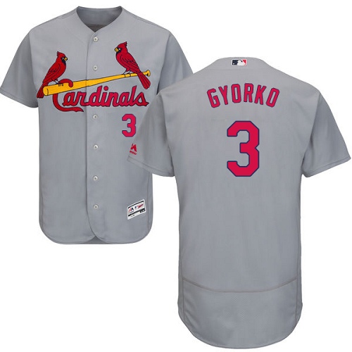 Authentic Men's Jedd Gyorko Grey Road Jersey - #3 Baseball St. Louis Cardinals Flex Base