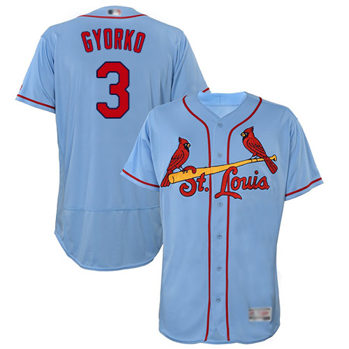Authentic Men's Jedd Gyorko Light Blue Alternate Jersey - #3 Baseball St. Louis Cardinals Flex Base