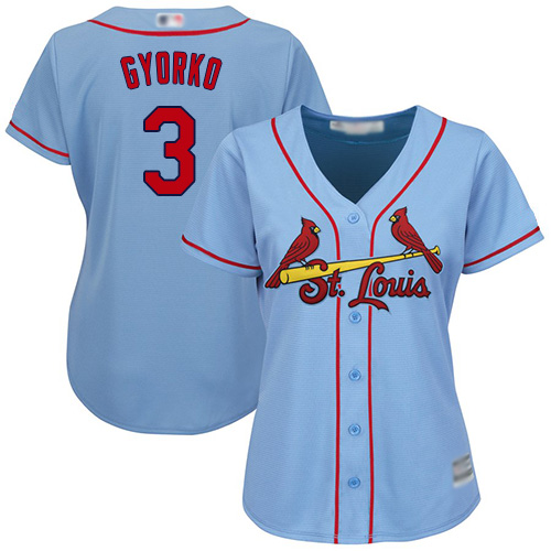 Authentic Women's Jedd Gyorko Light Blue Alternate Jersey - #3 Baseball St. Louis Cardinals Cool Base
