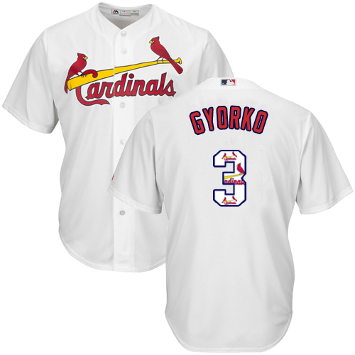 Men's St. Louis Cardinals #3 Jedd Gyorko Authentic White Team Logo Fashion Cool Base Baseball Jersey