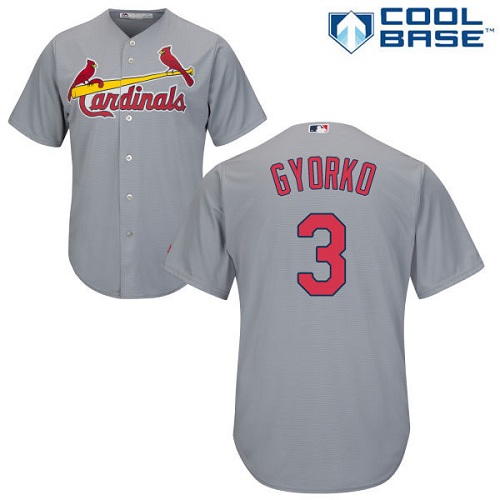 Men's St. Louis Cardinals #3 Jedd Gyorko Replica Grey Road Cool Base Baseball Jersey