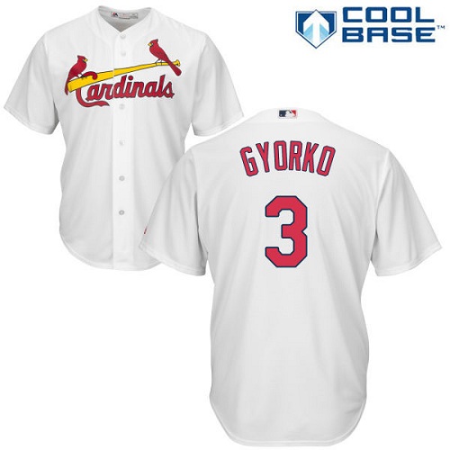 Men's St. Louis Cardinals #3 Jedd Gyorko Replica White Home Cool Base Baseball Jersey