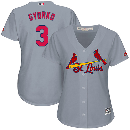 Women's St. Louis Cardinals #3 Jedd Gyorko Authentic Grey Road Cool Base Baseball Jersey
