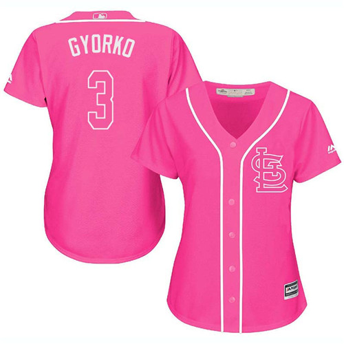 Women's St. Louis Cardinals #3 Jedd Gyorko Authentic Pink Fashion Cool Base Baseball Jersey