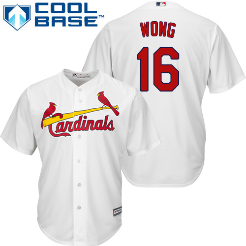 Youth St. Louis Cardinals #16 Kolten Wong Replica White Home Cool Base  Baseball Jersey