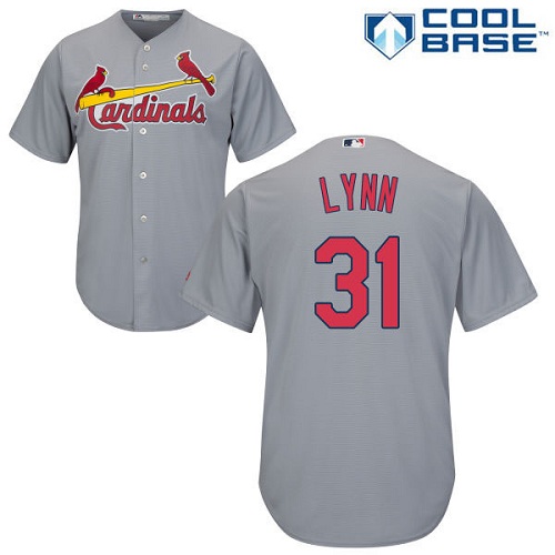 Men's St. Louis Cardinals #31 Lance Lynn Replica Grey Road Cool Base Baseball Jersey