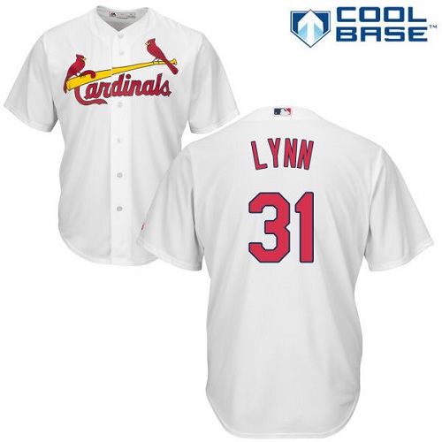 Men's St. Louis Cardinals #31 Lance Lynn Replica White Home Cool Base Baseball Jersey
