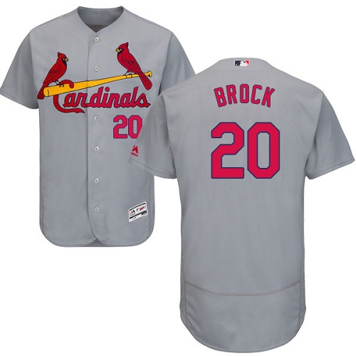 Authentic Men's Lou Brock Grey Road Jersey - #20 Baseball St. Louis Cardinals Flex Base