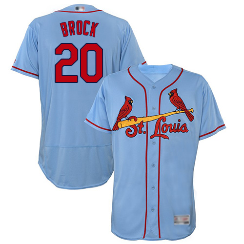 Authentic Men's Lou Brock Light Blue Alternate Jersey - #20 Baseball St. Louis Cardinals Flex Base