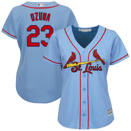 Authentic Women's Marcell Ozuna Light Blue Alternate Jersey - #23 Baseball St. Louis Cardinals Cool Base