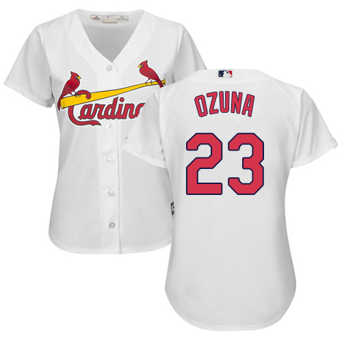 Authentic Women's Marcell Ozuna White Home Jersey - #23 Baseball St. Louis Cardinals Cool Base