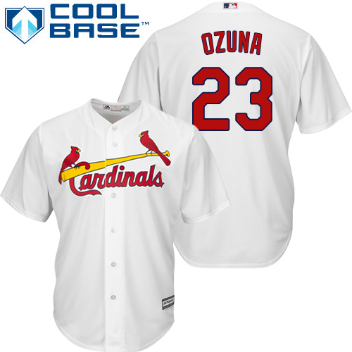 Authentic Youth Marcell Ozuna White Home Jersey - #23 Baseball St. Louis Cardinals Cool Base