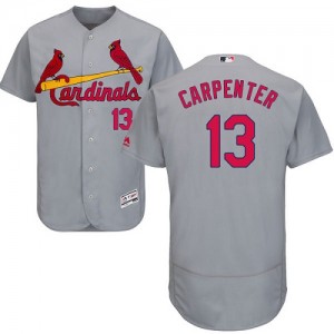 Authentic Men's Matt Carpenter Grey Road Jersey - #13 Baseball St. Louis Cardinals Flex Base