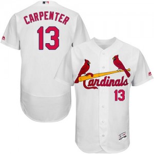 Authentic Men's Matt Carpenter White Home Jersey - #13 Baseball St. Louis Cardinals Flex Base